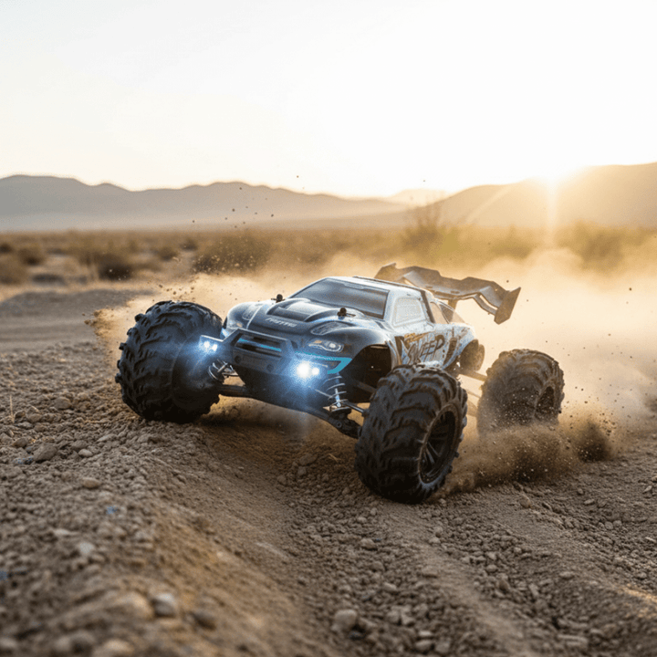 Dynamic 1:16 scale remote control off-road electric truck, perfect for adventurous outdoor play.
