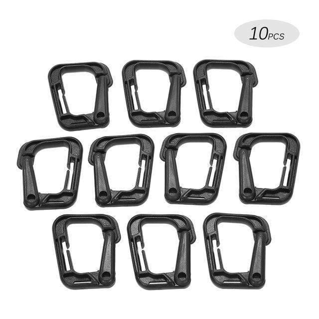 Unisex D-Ring locking clips for Molle, enhancing organization of camping and hiking gear