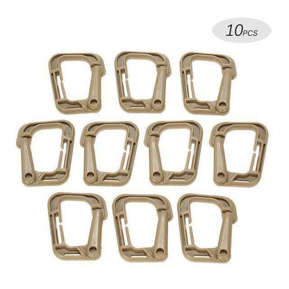 Side view of a D-Ring Molle clip, showcasing robust design for secure webbing attachment