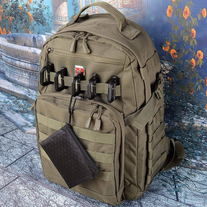 Close-up of a durable D-Ring Molle clip, ideal for securing outdoor accessories to webbing