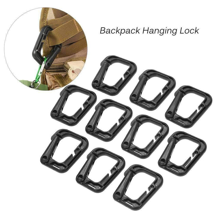 Versatile D-Ring Molle clips, perfect for adding survival tools to tactical backpacks