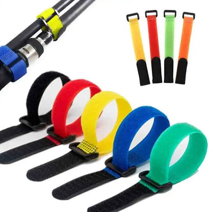 10-piece durable fishing rod tie strap set for secure gear organization and transport