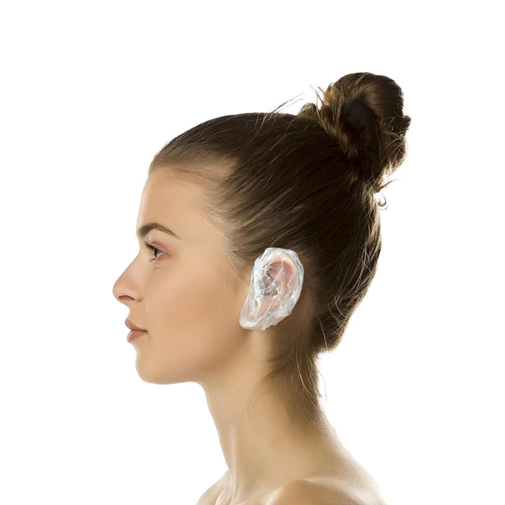 100 pack disposable unisex waterproof ear covers for showering & bathing. Ideal ear protection & hygiene during travel.