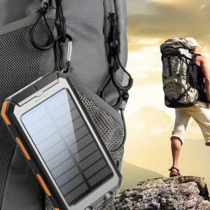10000mAh solar power bank, rugged, for outdoor camping & emergency phone charging