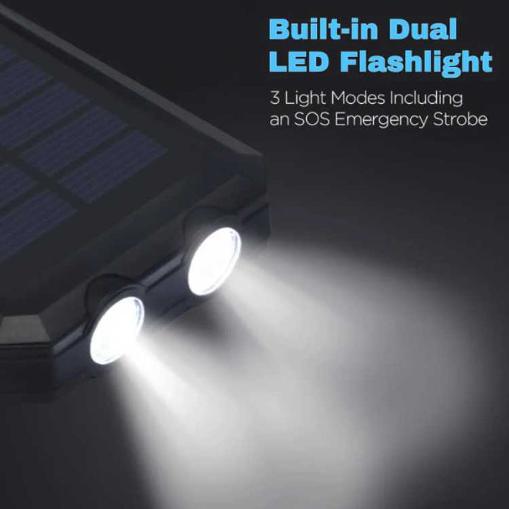 Universal solar charger 10000mAh, portable power bank survival gear for outdoors