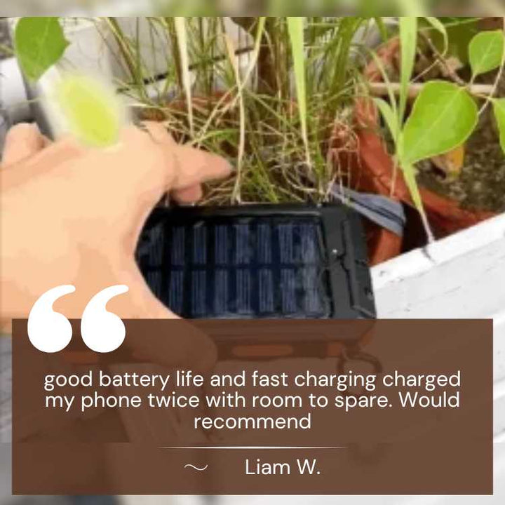 Rugged 10000mAh solar power bank, essential outdoor gear for emergency use