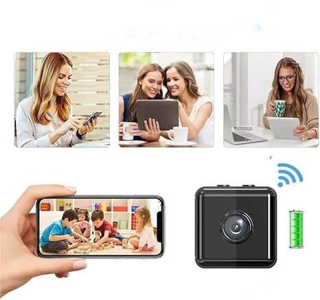Compact wireless 1080P WiFi security camera for smart home surveillance. Easy setup & remote viewing.