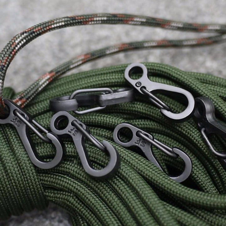 10PCS mini SF spring backpack clasps, black, ideal for outdoor gear and camping accessories