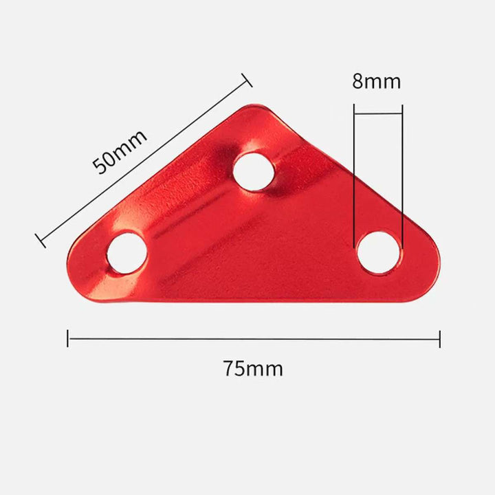 Essential camping gear: a set of red triangle aluminum rope tensioners for tent ropes