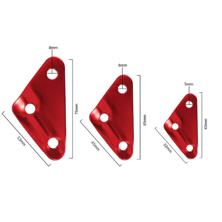 Aluminum triangle rope tensioners in red, perfect for reliable tent pitching and outdoor use
