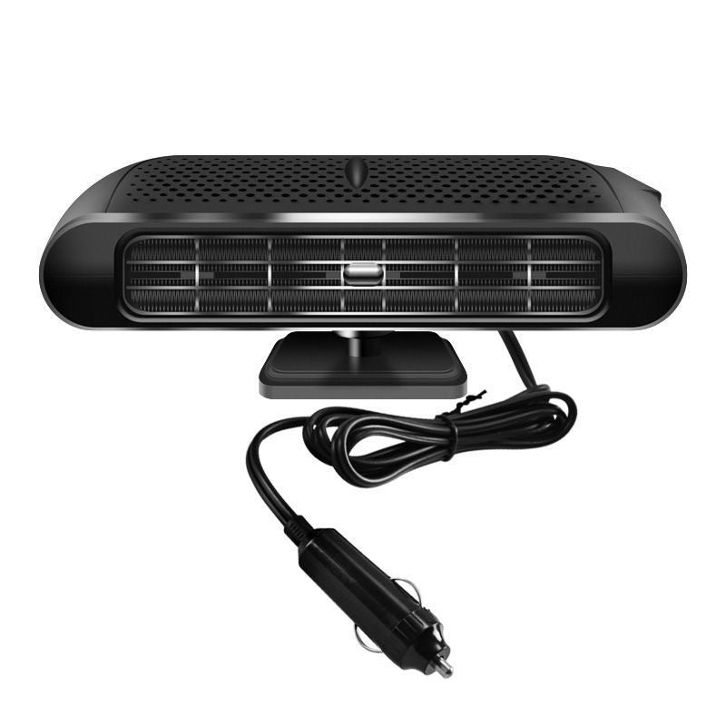 Package of 12V portable car heater, ready for unboxing to provide winter driving warmth
