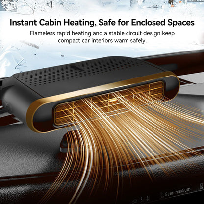 Compact 12V car heater with handle, ideal for instant defrosting and cold season auto warmth