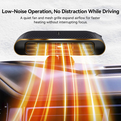 Side view of 12V portable car accessory, ensuring comfortable winter warmth on road trips