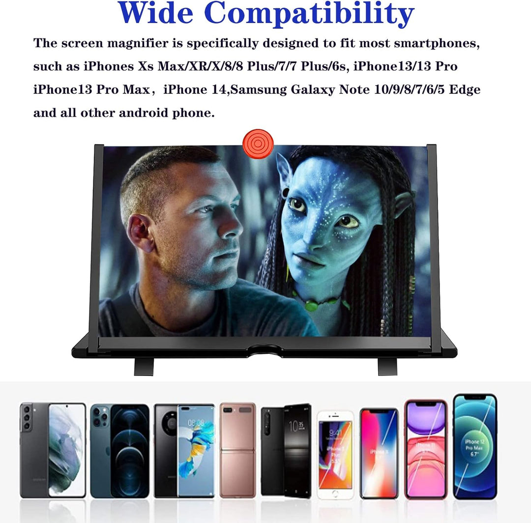 Universal 16-inch phone screen magnifier, enhancing mobile viewing for videos, movies, and gaming.