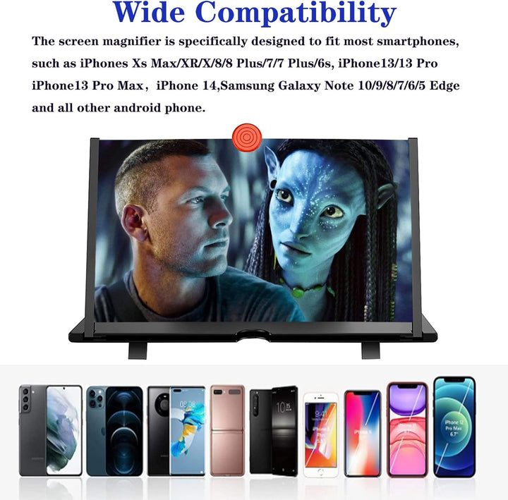 Universal 16-inch phone screen magnifier, enhancing mobile viewing for videos, movies, and gaming.