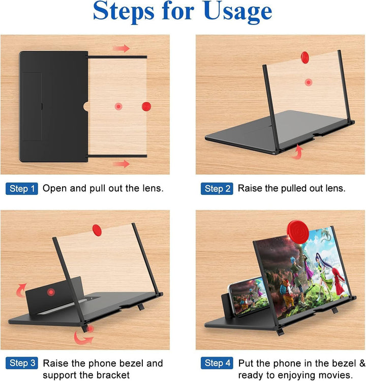 Eye-friendly 16-inch phone screen enlarger for comfortable viewing of movies, videos, and games.