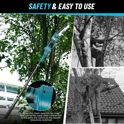 Rechargeable battery-powered pruning tool for effective, quiet tree and shrub maintenance.