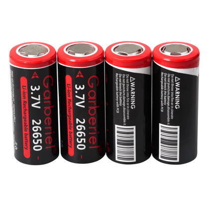 Versatile 26650 Li-ion 3.7V rechargeable flat top batteries, 2-pack