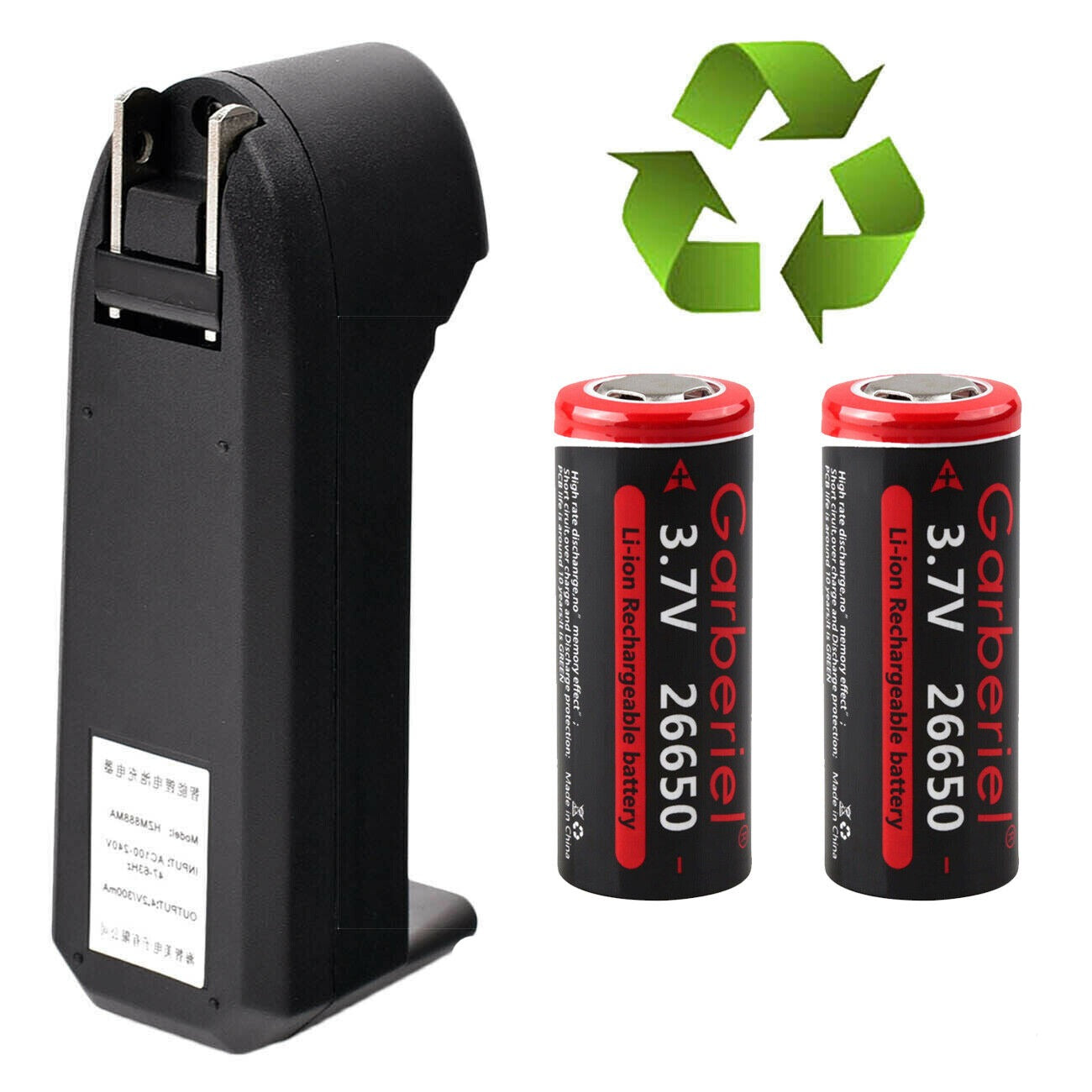 Rechargeable 26650 flat top Li-ion batteries, 3.7V, perfect for power tools