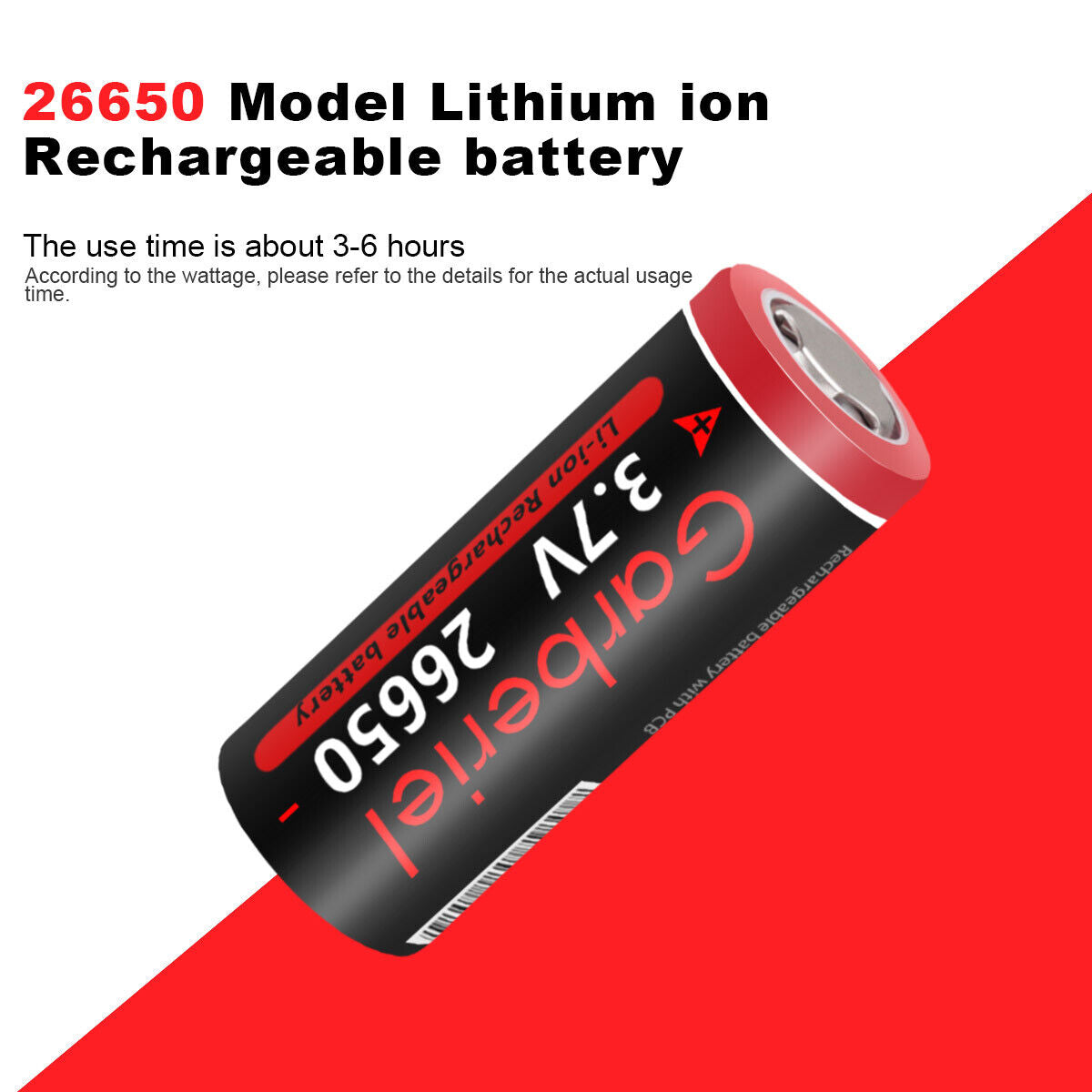 Durable 26650 flat top rechargeable Li-ion 3.7V batteries, 2-pack survival gear