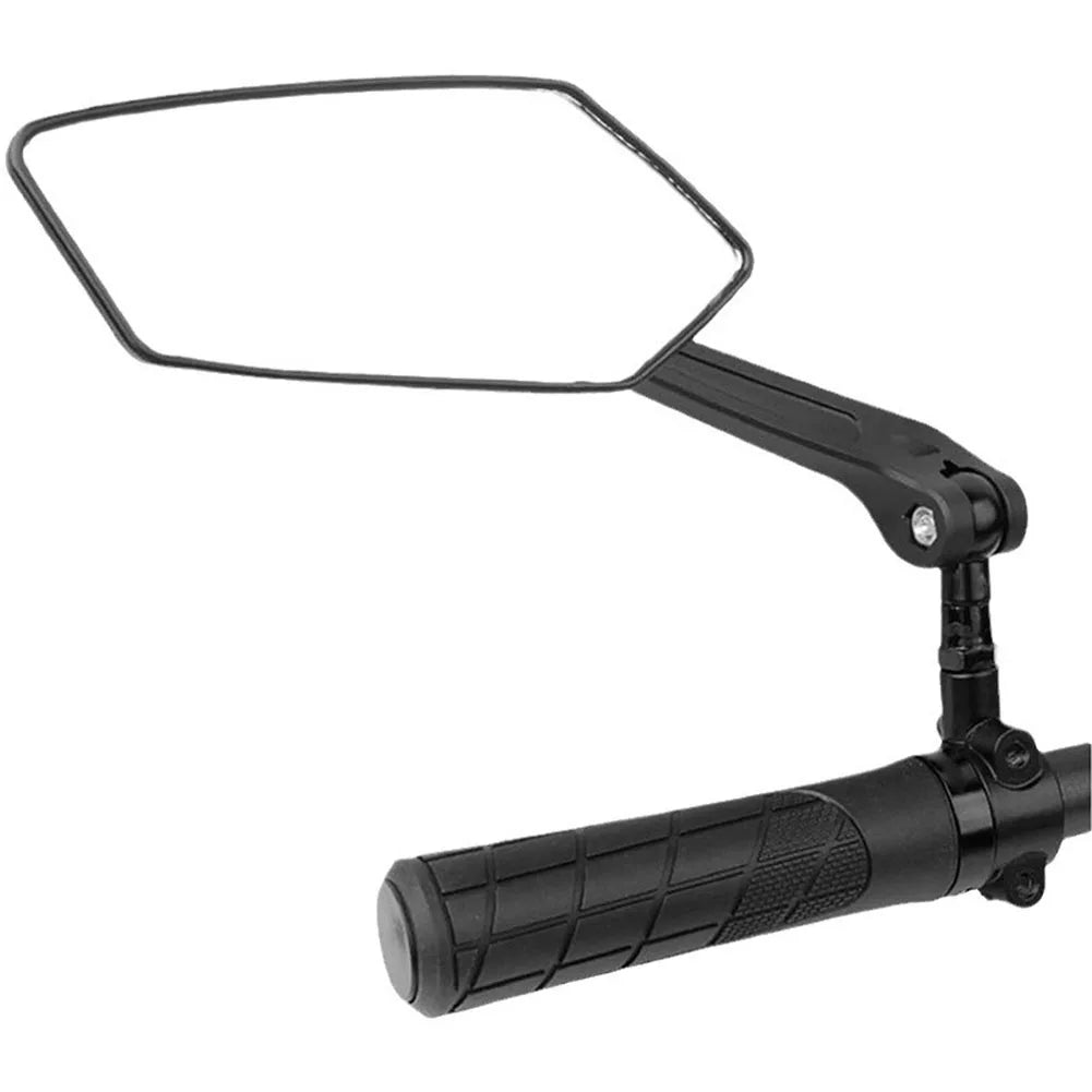 Pair of HD glass bicycle mirrors for bikes & scooters. Foldable wide-angle design improves cycling safety.