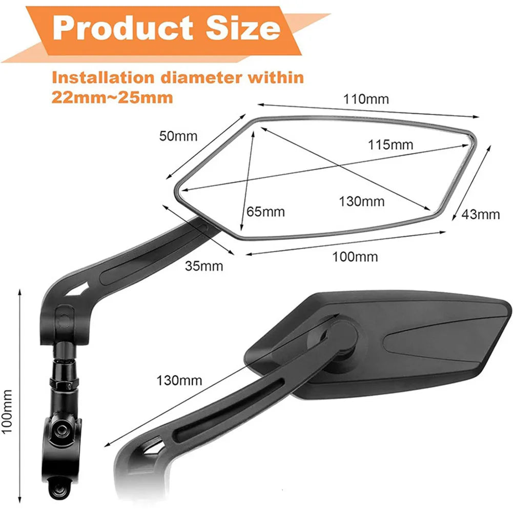 Essential bicycle accessories: 2-pack HD handlebar mirrors for enhanced cycling and scooter safety.