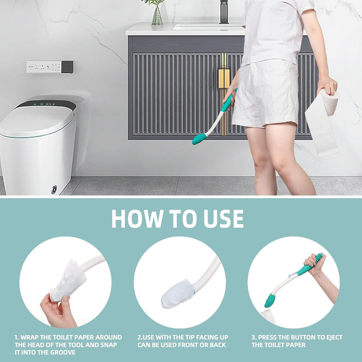 Sanitary long reach toilet aid, 2-pack, ergonomic design for effective wiping & improved personal independence.