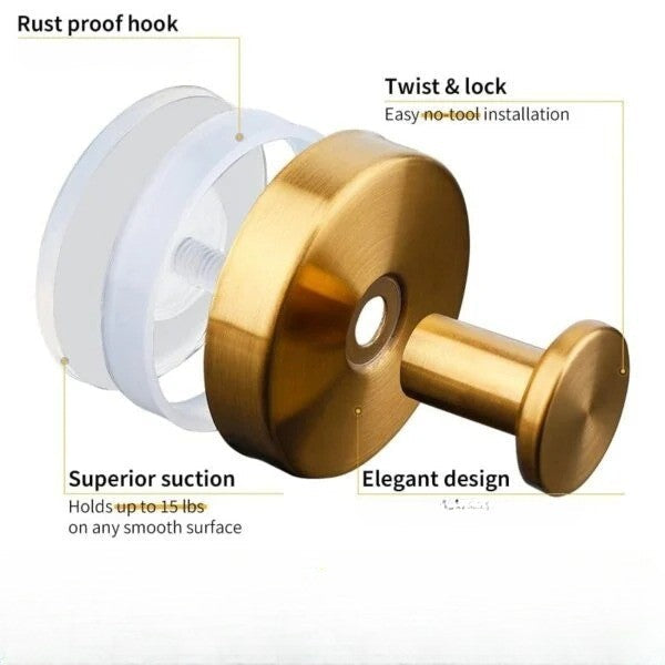 2-pack twist-lock suction hooks for versatile home organization. Heavy-duty, damage-free wall hooks for kitchen & bath.