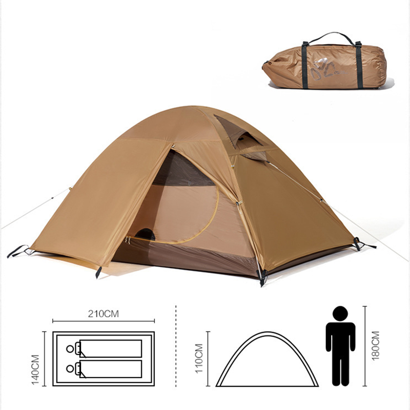 Freestanding 2-person camping tent, compact and lightweight, designed for outdoor enthusiasts.