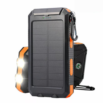 USB solar power bank 20000mAh with dual bright flashlights, reliable for all outdoor adventures