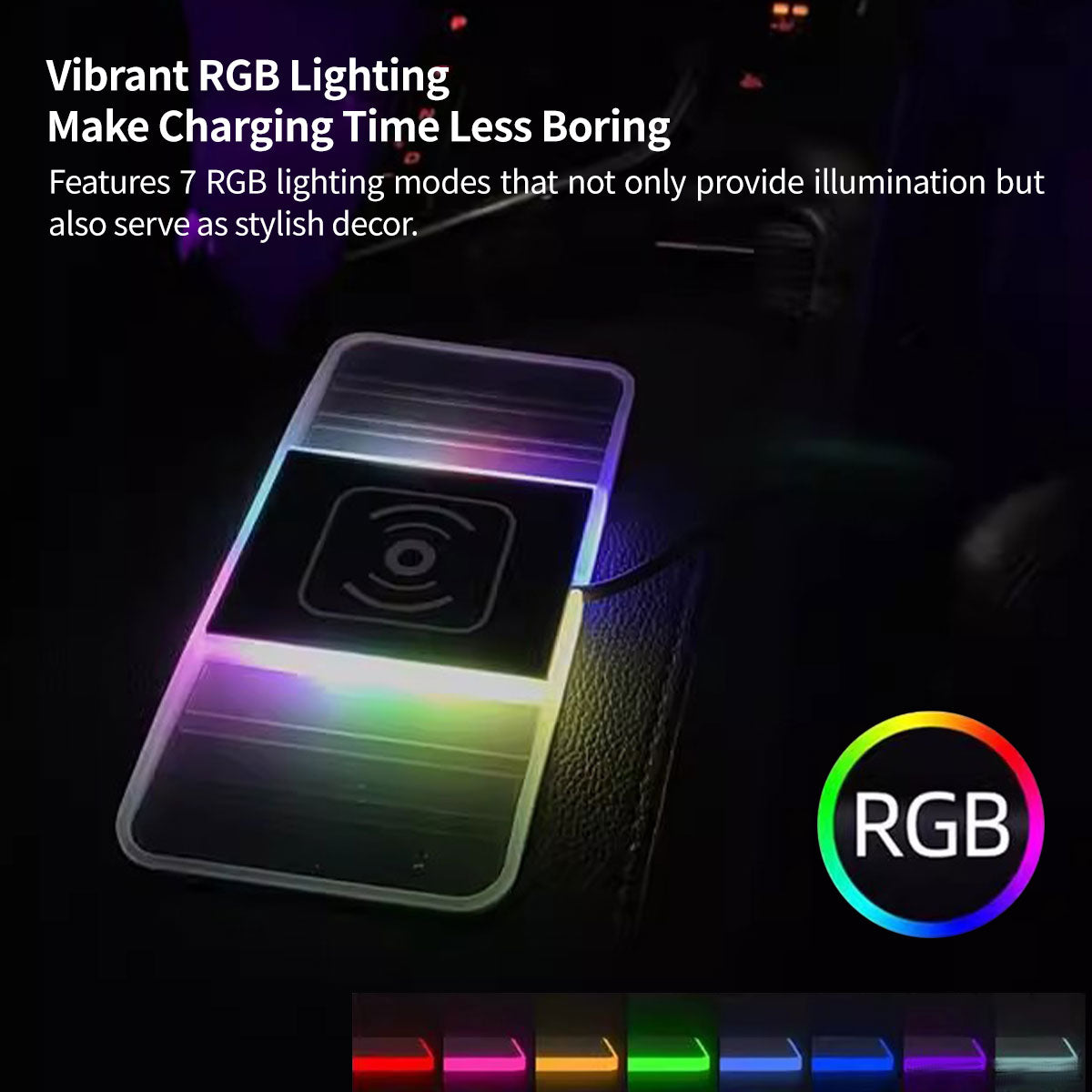 20W fast charging dual-slot car accessory for phones, wireless charger with vibrant red ambient light