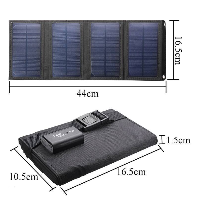 Lightweight 20W solar charger with USB output, green camouflage, a must-have for outdoor gear