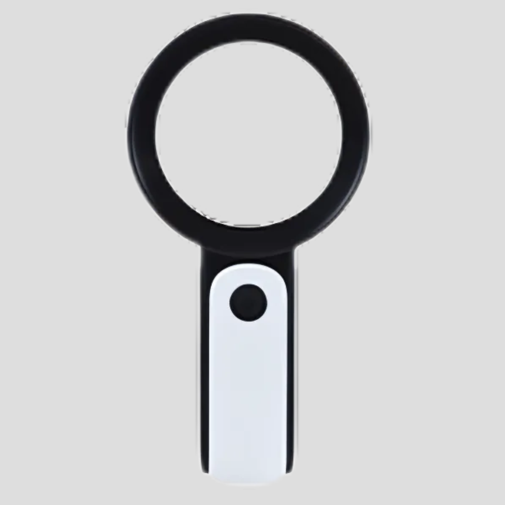 20x magnifying glass with ergonomic handle for detailed work, reading aid, and low vision support.