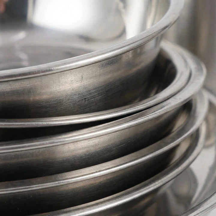 Durable 22-piece metal tableware set for family camping & outdoor dining. Reusable picnic dishes & travel essentials.