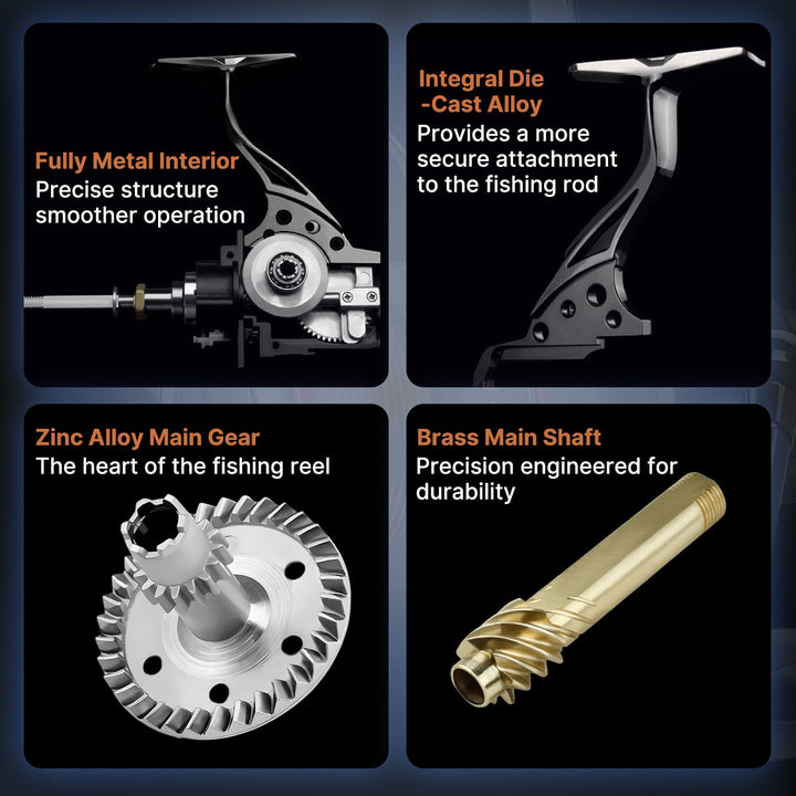 Fishing equipment: 22lb drag spinning reel, built for strength and smooth fluid action