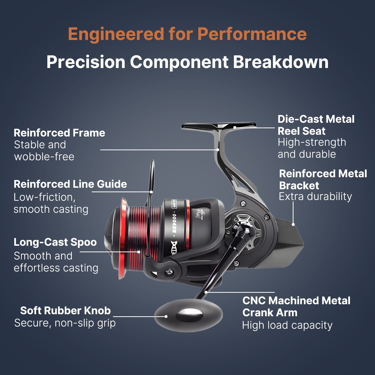 High-performance spinning reel, 22lb drag for demanding fresh and saltwater fishing