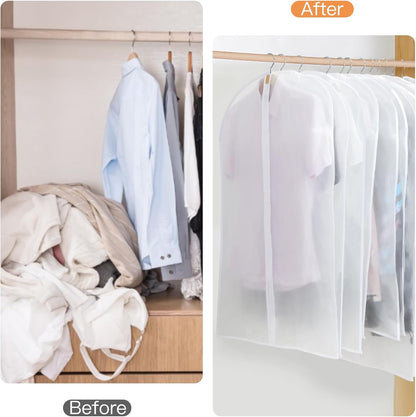 Premium 24-pack PEVA clothing storage solution: breathable garment bags for dust-free closet organization.