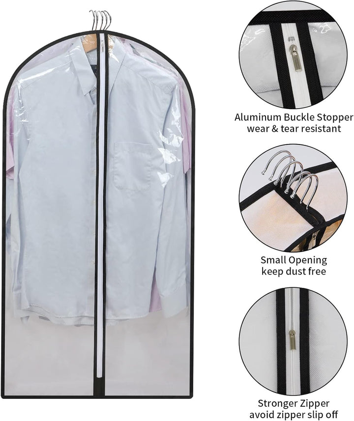 PEVA dress bags, 24-pack, offering dust protection for gowns & formal wear in organized closets.