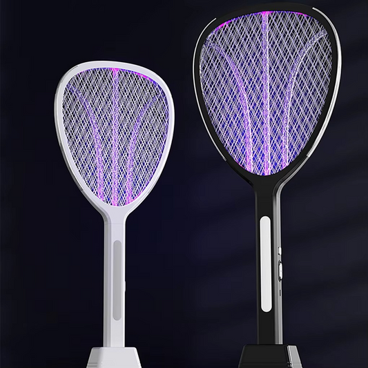 3-in-1 electric bug zapper swatter with USB-C. Kills mosquitoes, flies & pests. Rechargeable insect control.