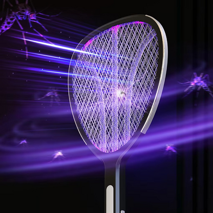 Rechargeable electric fly swatter & bug zapper with USB-C. Portable pest control for home, outdoor living.