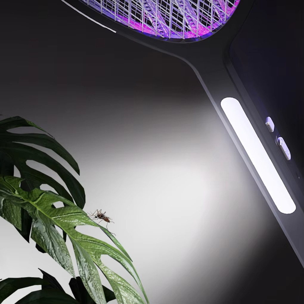 Safe, effective 3-in-1 electric bug zapper swatter. USB-C rechargeable mosquito & fly killer for indoor/outdoor use.