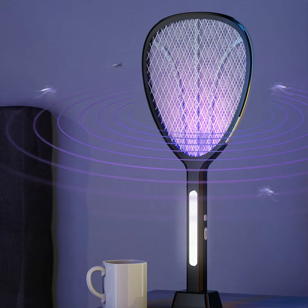 Home defense electric bug zapper swatter. Powerful mosquito & fly killer, 3-in-1, with convenient USB-C charging.