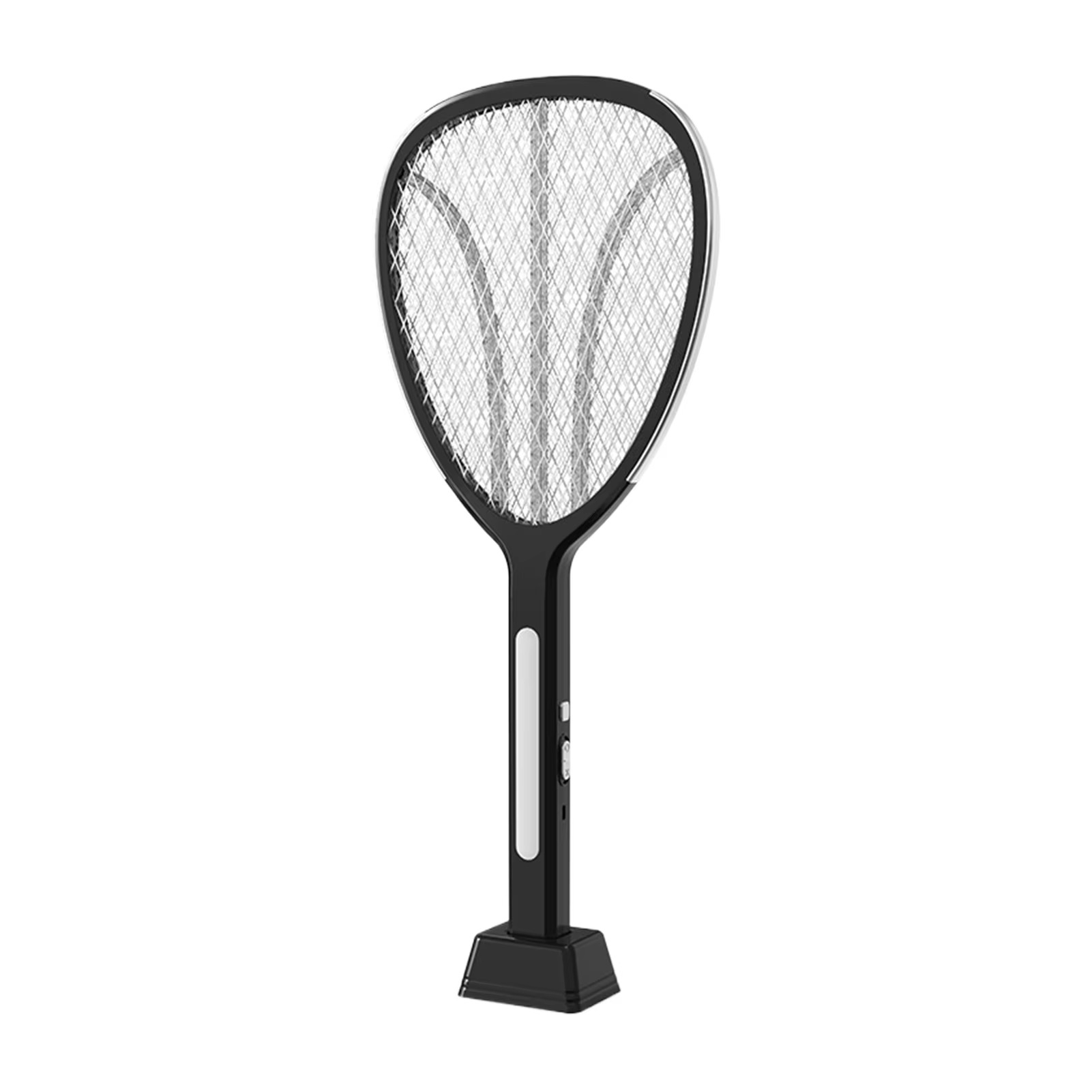 Indoor/outdoor 3-in-1 electric bug zapper swatter. USB-C rechargeable for effective mosquito & fly pest control.
