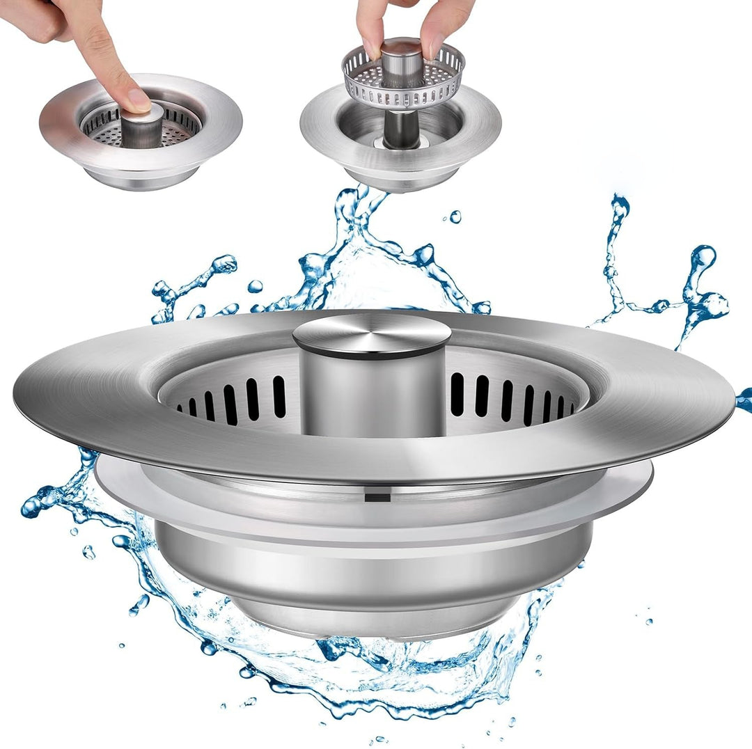 3-in-1 kitchen sink drain strainer & stopper for effective clog prevention.