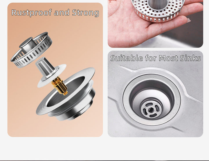 Stop clogs with this 3-in-1 kitchen sink drain strainer & stopper, a vital kitchen accessory.