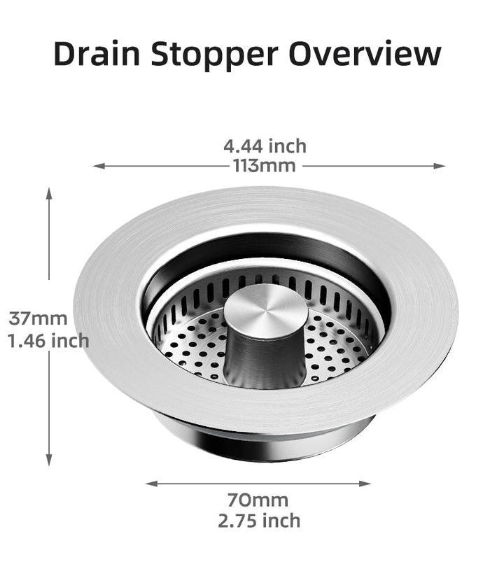 Upgrade your kitchen with this easy-install 3-in-1 sink drain strainer & stopper. Home improvement.