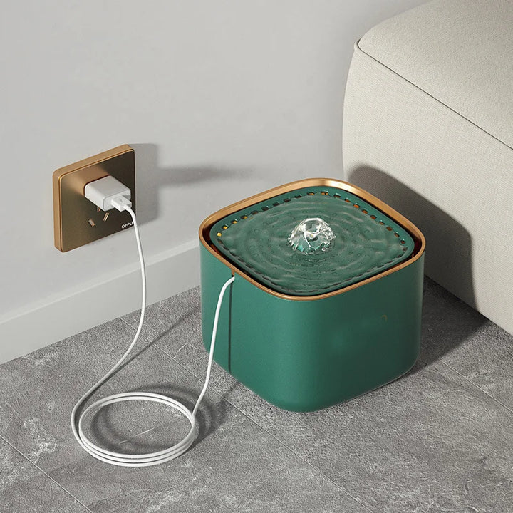 Pet's 3-liter silent water fountain with filtration, ideal for cat & dog hydration. BPA-free design.