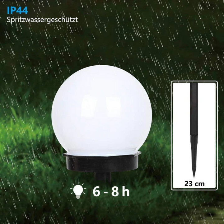 Energy-efficient solar LED sphere lights, waterproof, perfect for garden & patio path lighting.