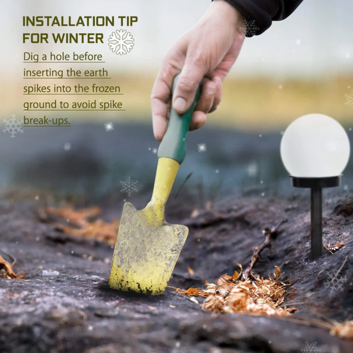 Luminous 3-pack solar sphere lights, waterproof LED, ideal for modern garden & patio path illumination.