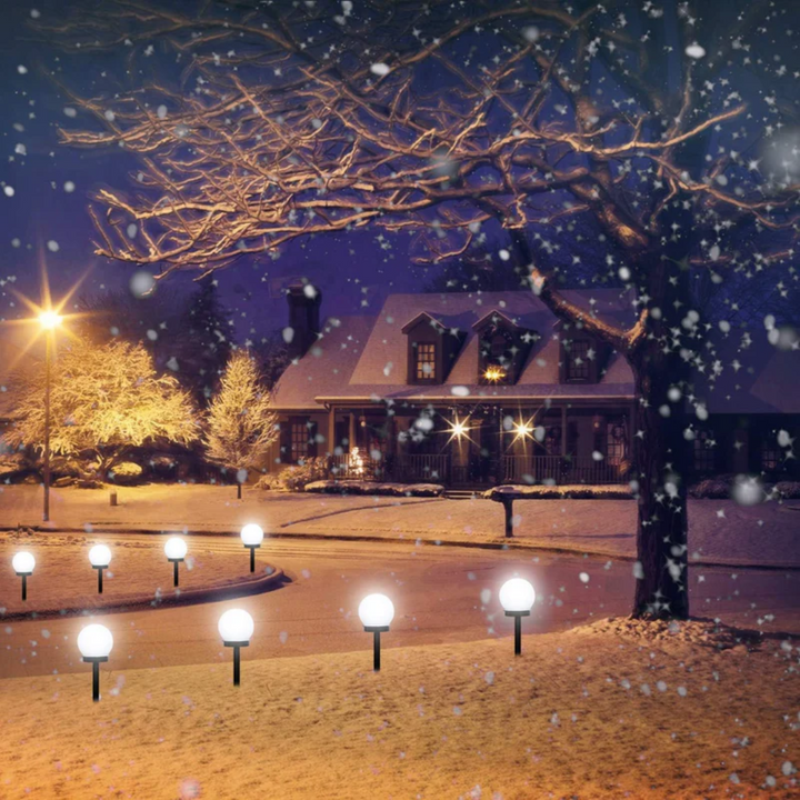 Set of 3 waterproof LED solar garden sphere lights, perfect for enchanting outdoor landscape decor.